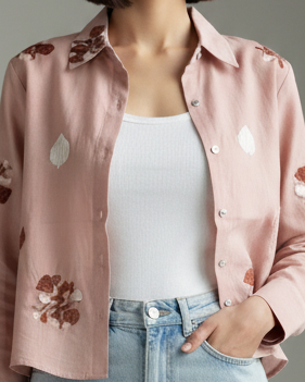 Women casual Embroidered Top Shirt & Inner Set