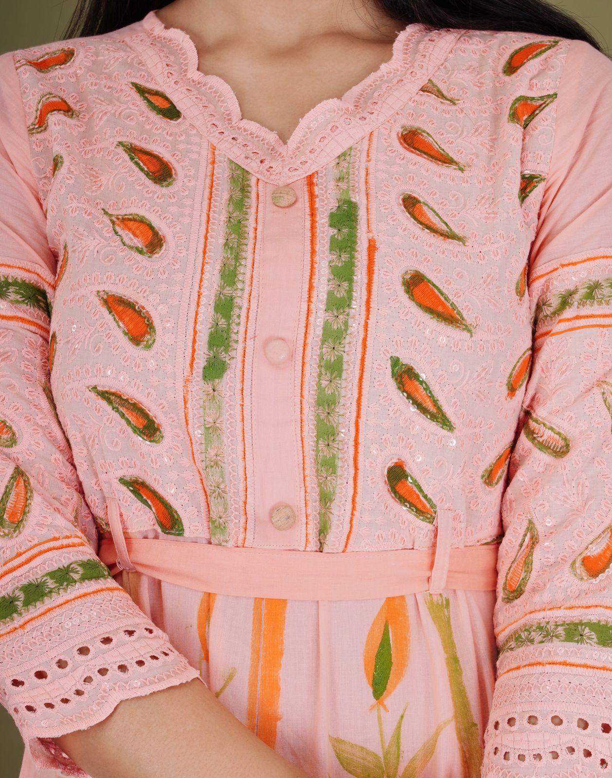 Women Pure Cotton Pink Kurta, Pant and Dupatta Set