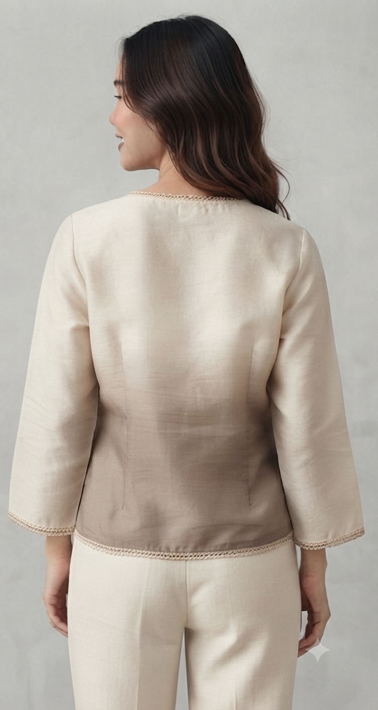 Women Casual Imported Fabric V neck -Line Lace Trim Wrap Top