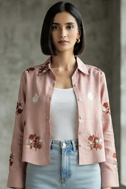 Women casual Embroidered Top Shirt & Inner Set