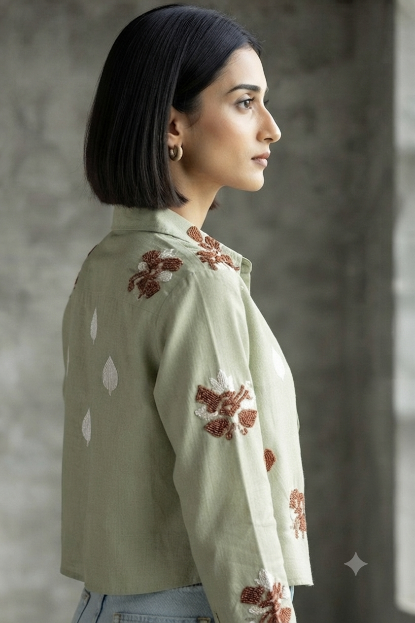 Women casual Embroidered Top Shirt & Inner Set