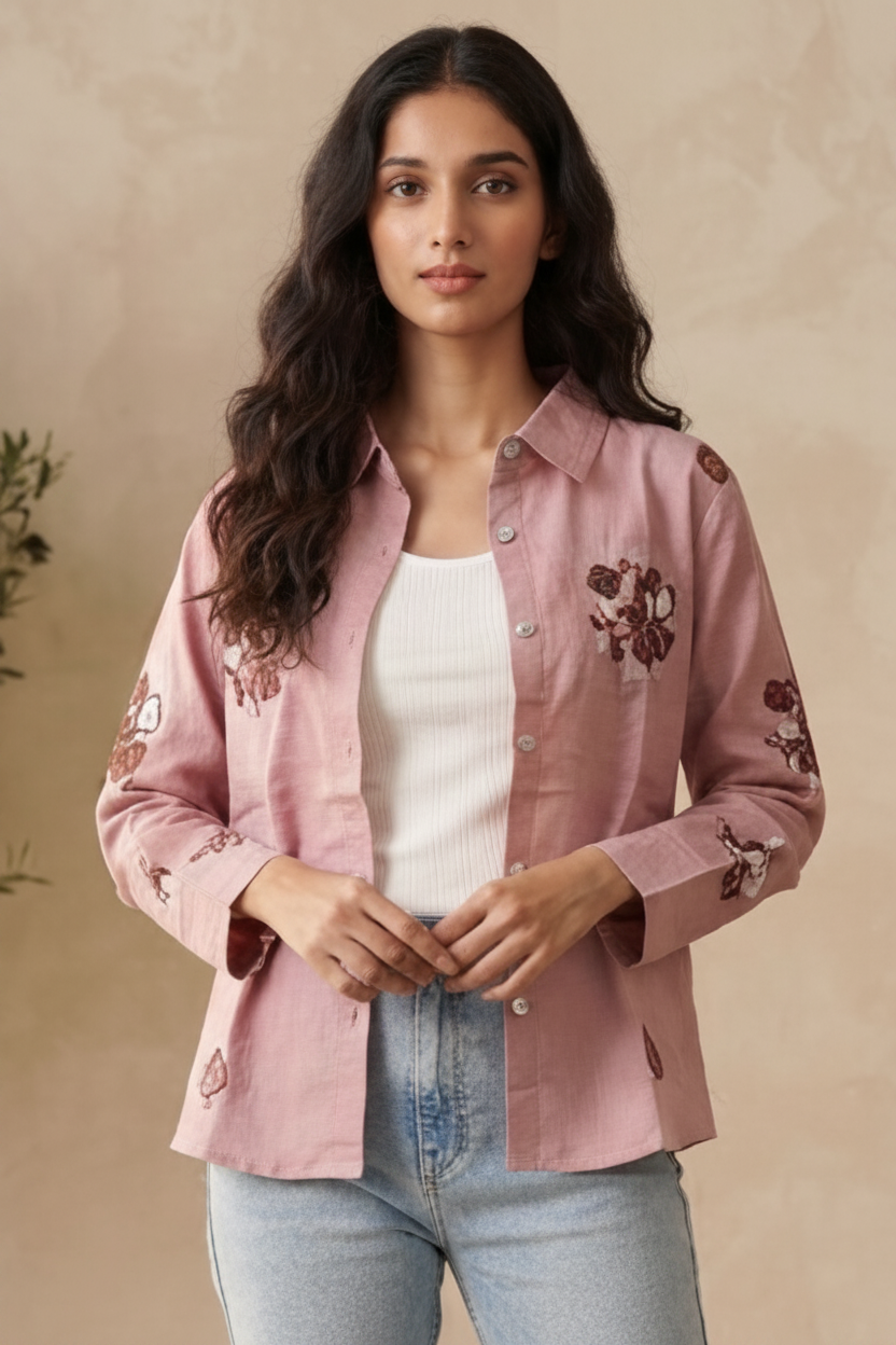 Women casual Embroidered Top Shirt & Inner Set