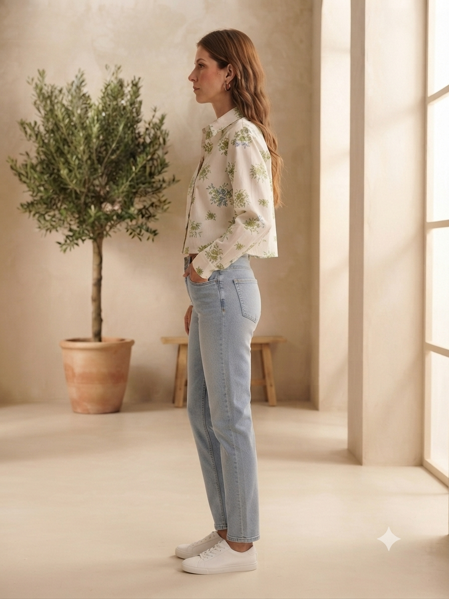 Casual Cotton rayon crop shirt top, and inner set.Two piece layering set, overshirt and inner tank top