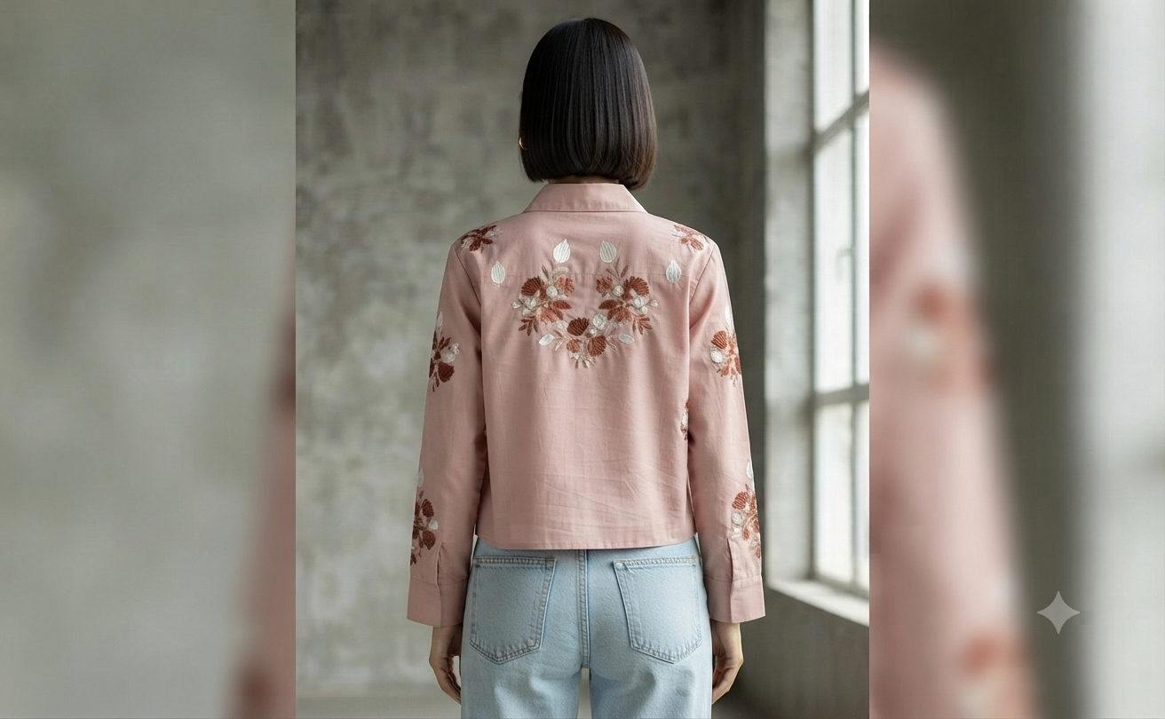 Women casual Embroidered Top Shirt & Inner Set