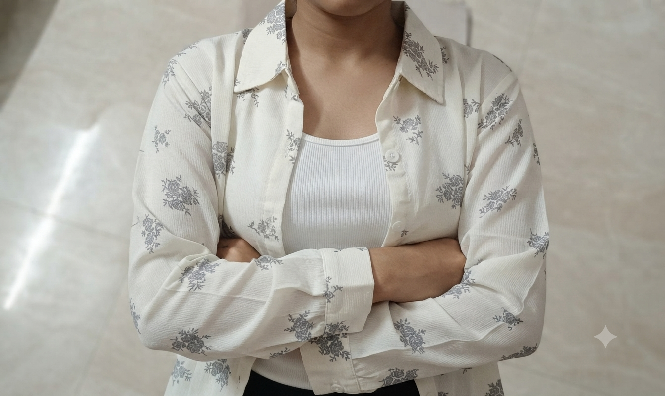 Casual Cotton rayon crop shirt top,two piece layering set, overshirt and inner tank top
