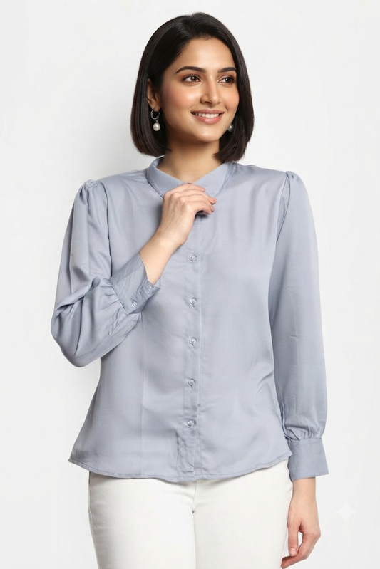 Casual Regular Sleeves Solid Women Grey Top