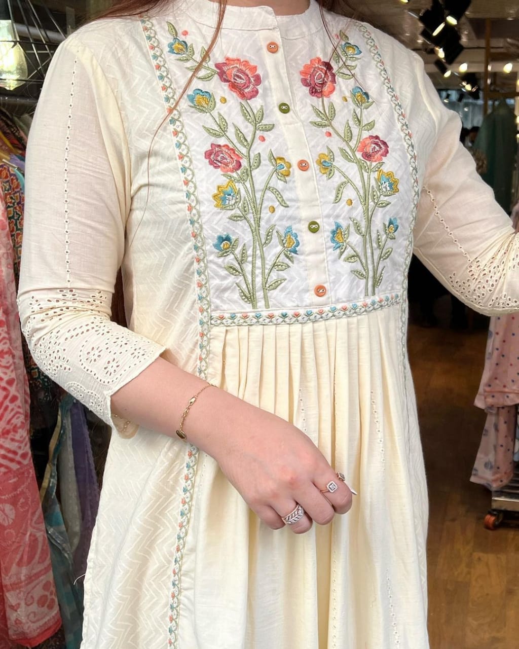 Cotton Embroidered Kurta, Trouser/Pant & Dupatta Set