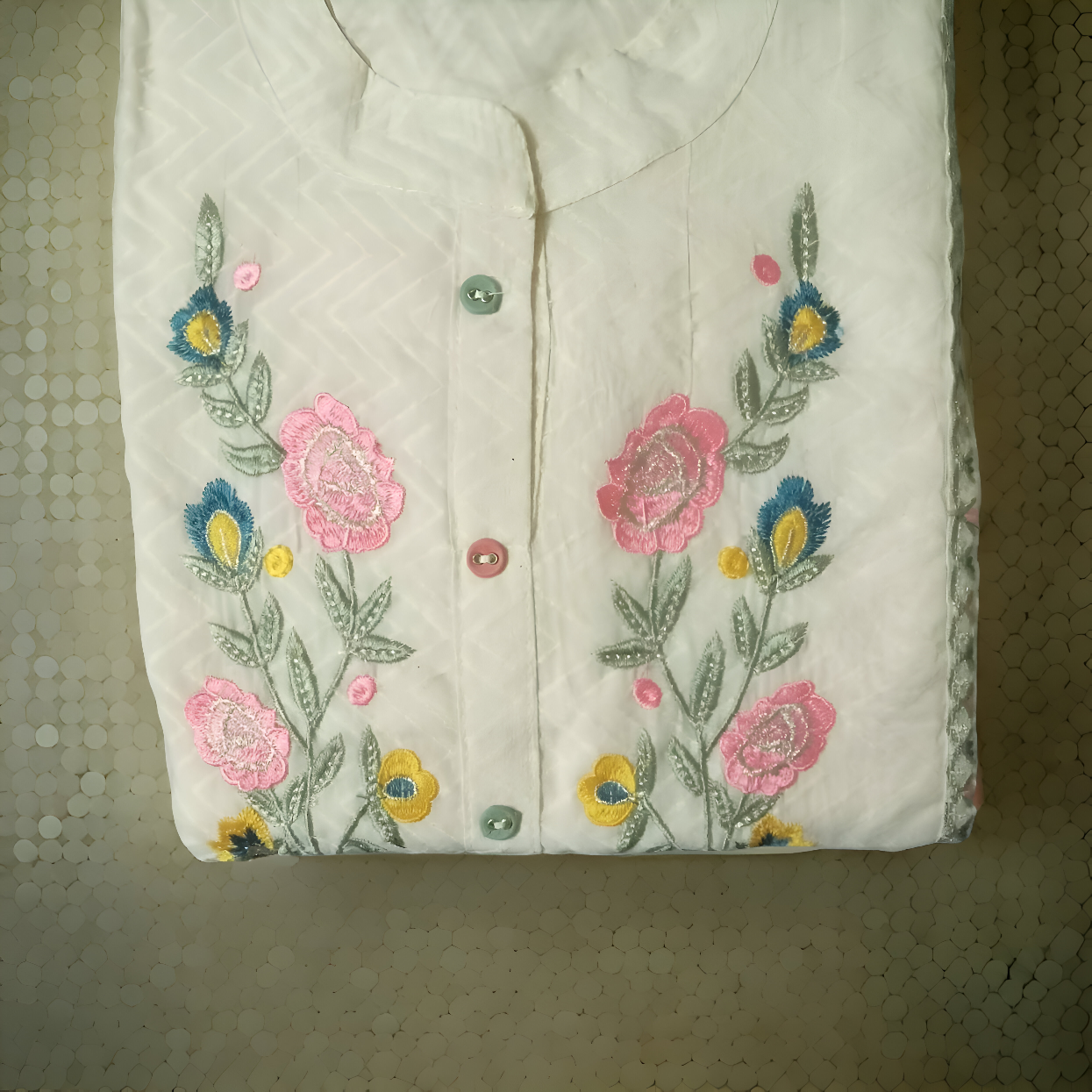 Cotton Embroidered Kurta, Trouser/Pant & Dupatta Set