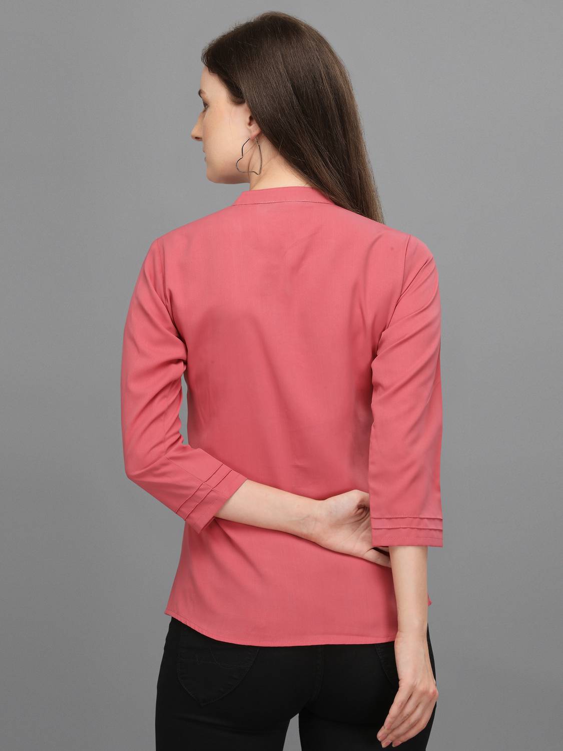 Casual Regular Sleeves Embroidered Women Pink Top