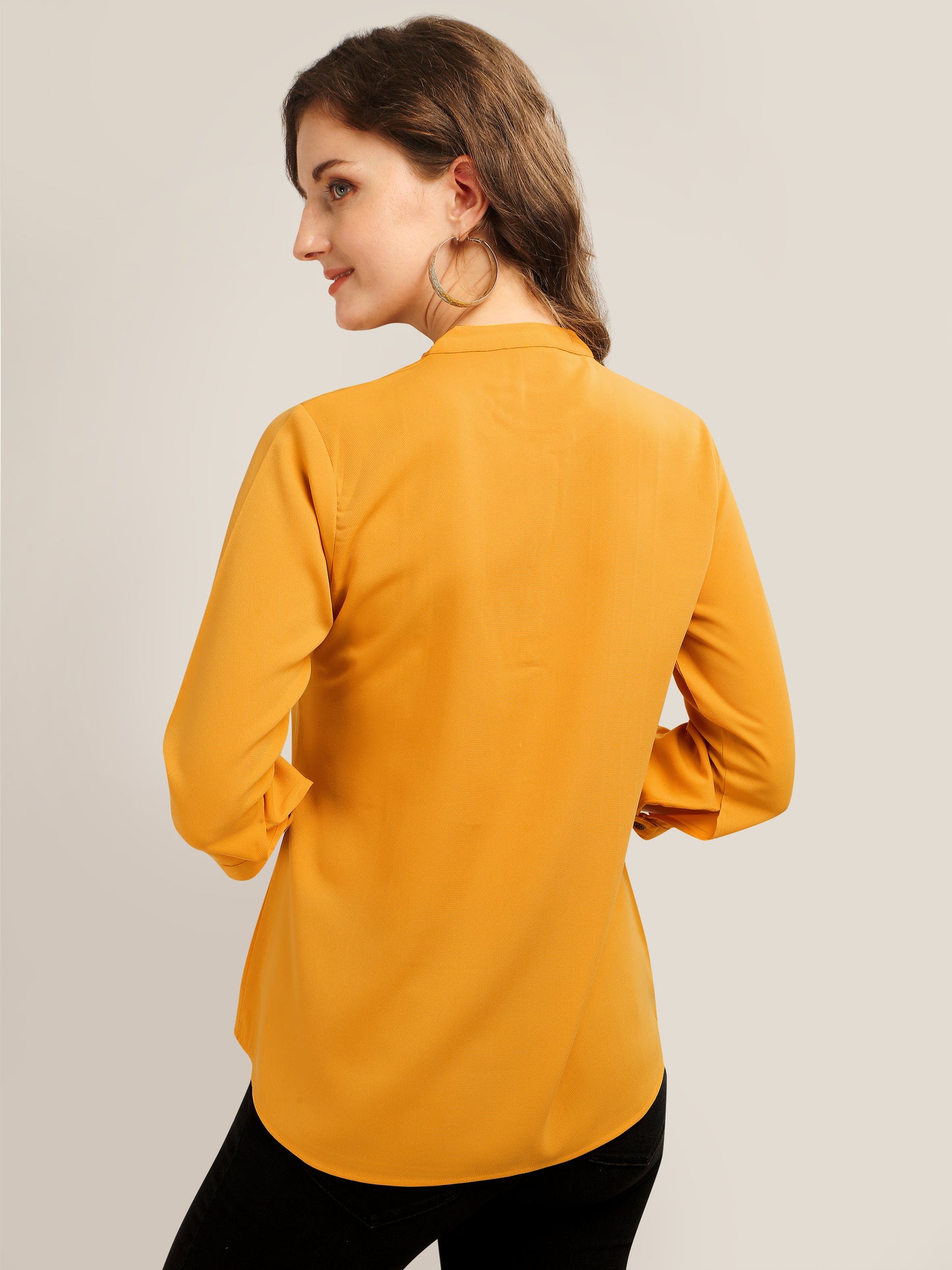 Casual Regular Sleeves Self Design Women Yellow Top