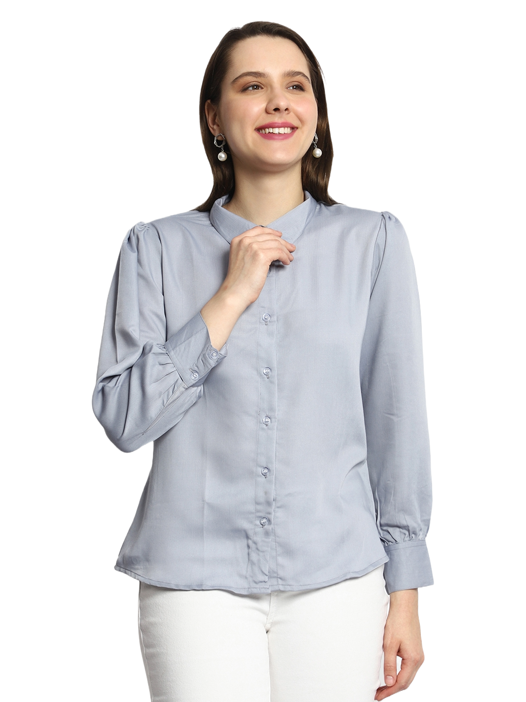 Casual Regular Sleeves Solid Women Grey Top