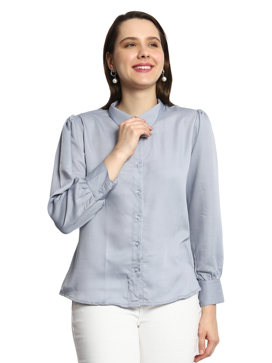 Casual Regular Sleeves Solid Women Grey Top