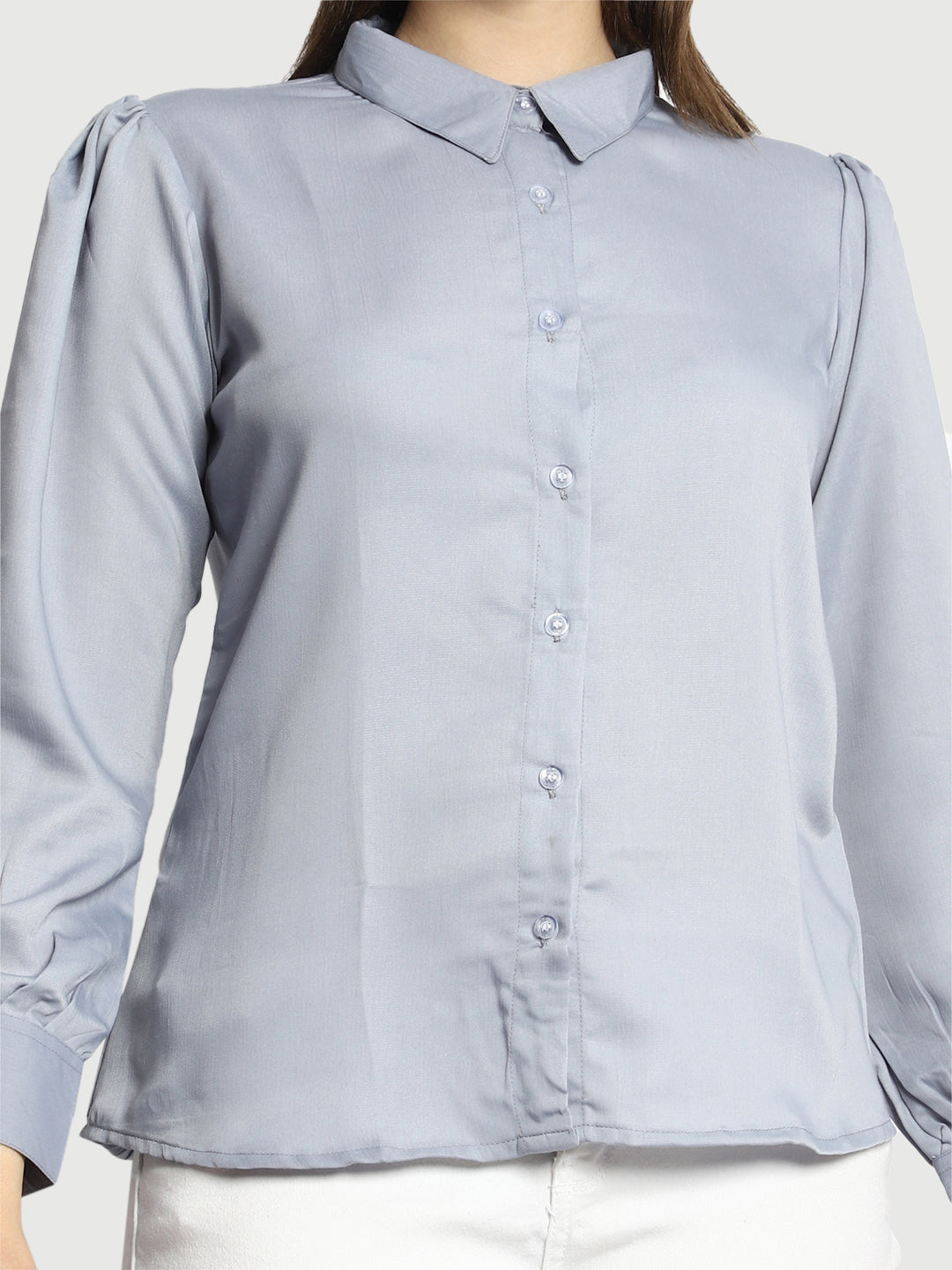 Casual Regular Sleeves Solid Women Grey Top