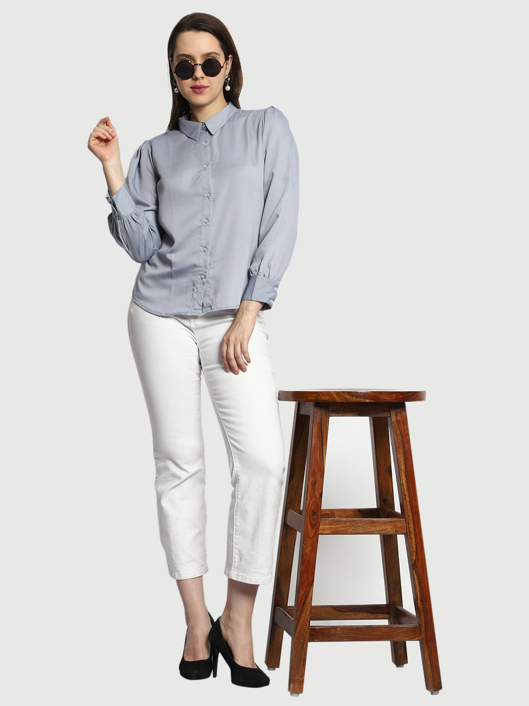 Casual Regular Sleeves Solid Women Grey Top